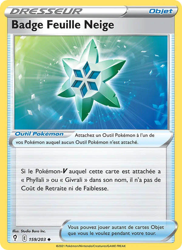 Badge Feuille Neige 159/203 — EB07 - Evolution Céleste — Carte Pokémon française