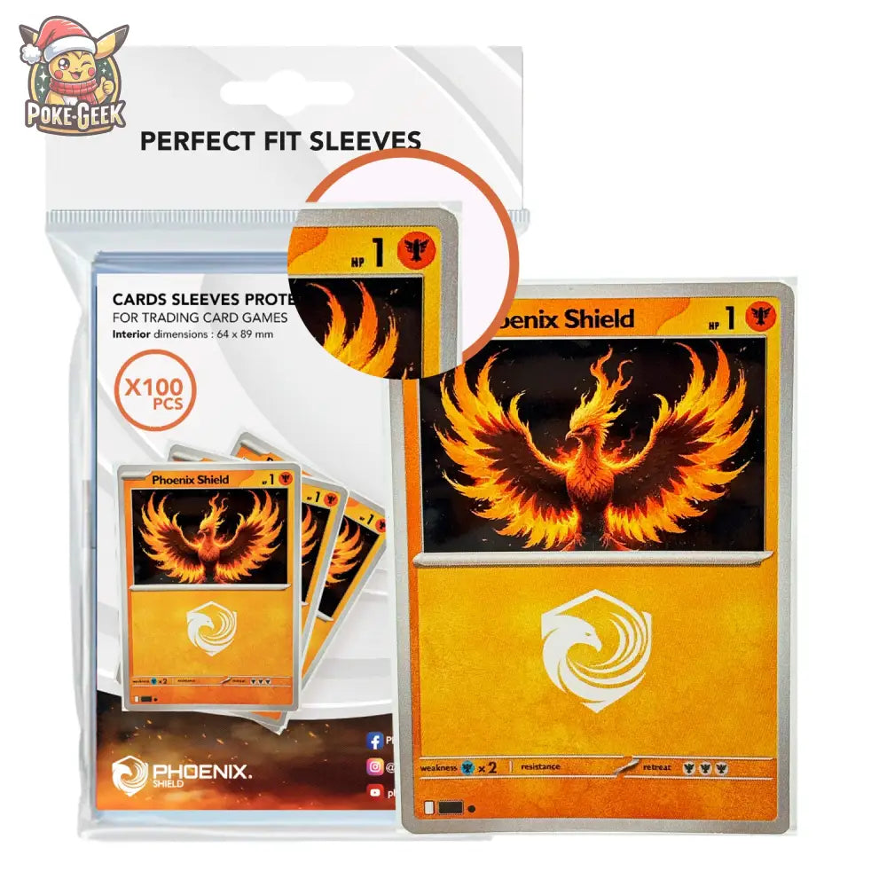 Phoenix Shield – 100 Sleeves Perfect Fit – 64x89mm - Poke-Geek