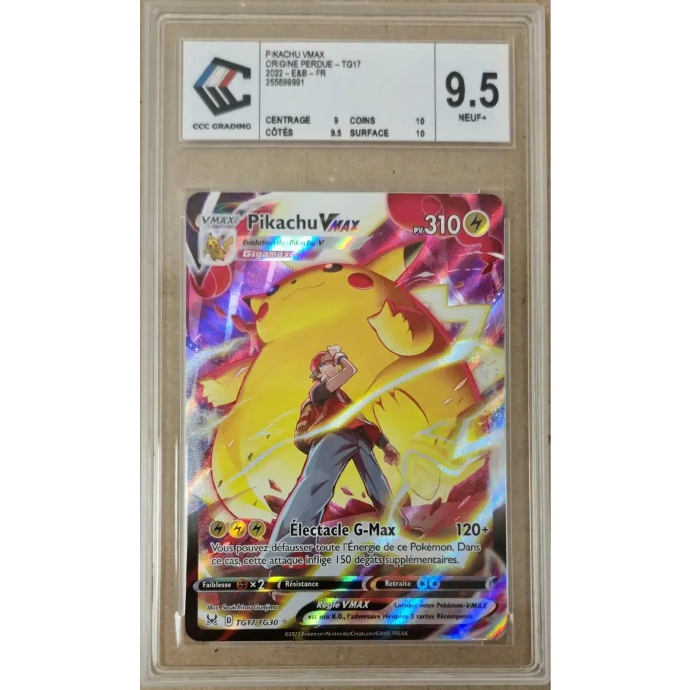 Pikachu VMAX TG17 – Origine Perdue LOR TG17 – Carte Pokémon Française Gradée CCC 9.5 - Poke-Geek