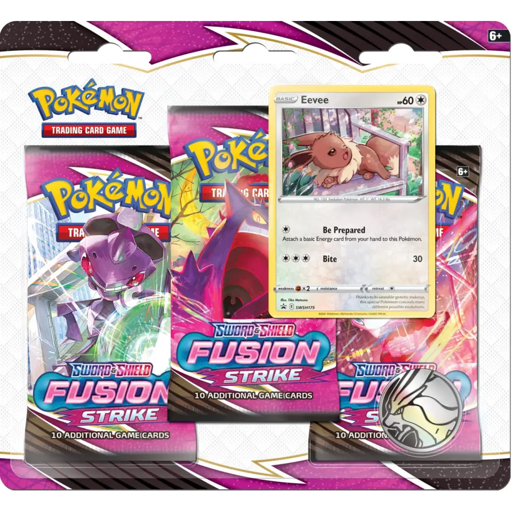 Pokemon 3 Pack Blister SWSH08 Sword and Shield Fusion Strike : Eevee - Poke-Geek