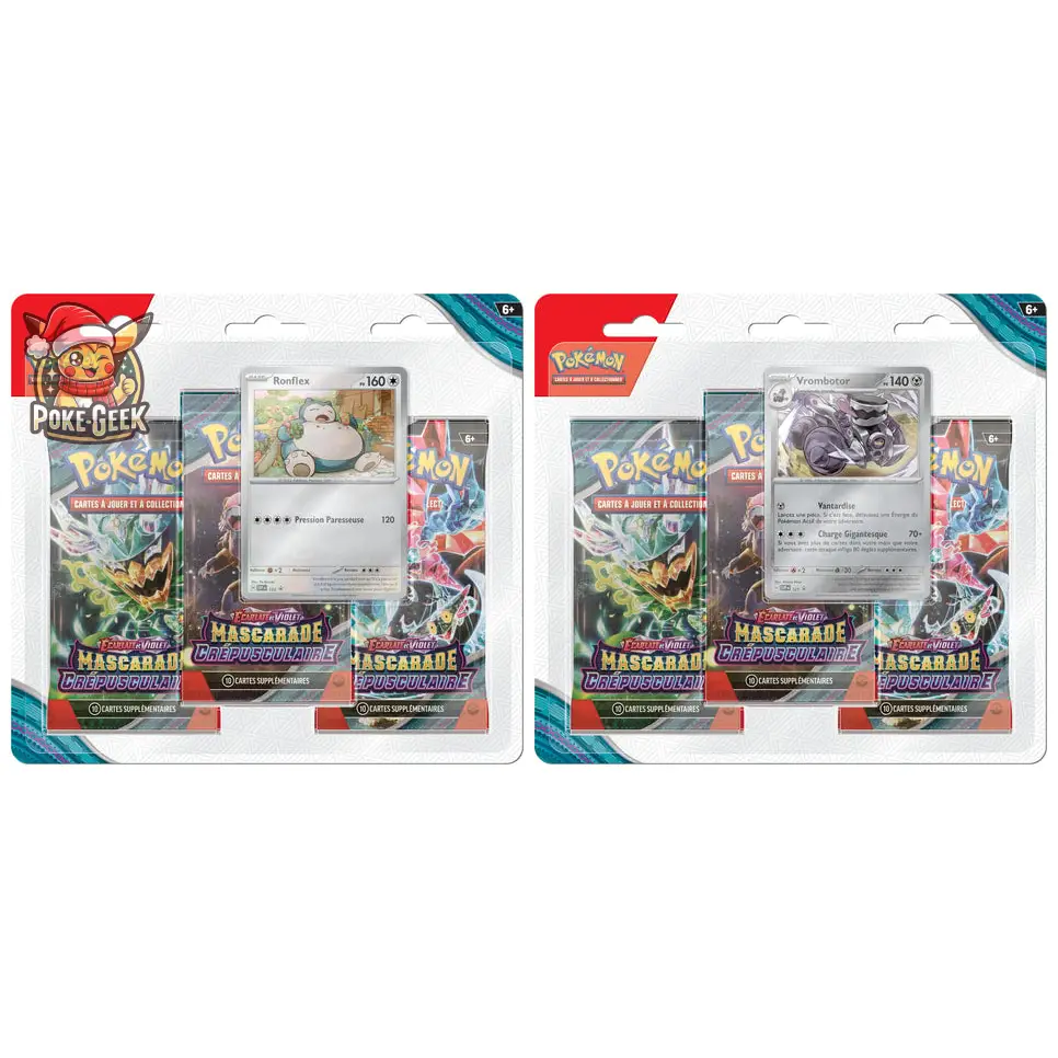 Pokémon - Carton de 12 Tri Pack de 3 boosters EV06 : Mascarade Crépusculaire - FR - Poke-Geek