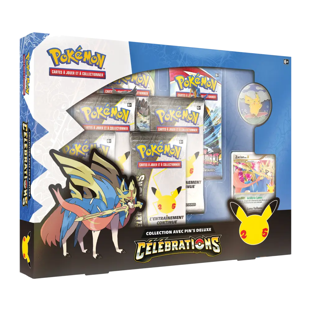 Pokémon Célébrations – Coffret Pin's Deluxe Zacian Niv. X – FR - Poke-Geek