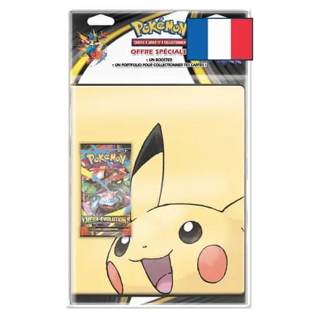 Pokémon JCC - Kit de Collection Méga-Évolution ME01 (Portfolio 180 cartes + 1 Booster aléatoire) - Modèle Pikachu - FR