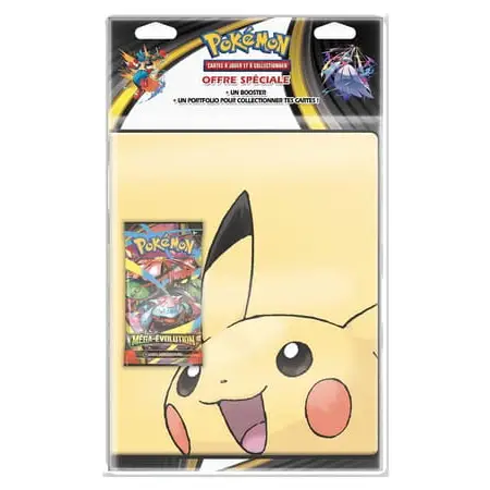 Pokémon JCC - Kit de Collection Méga-Évolution ME01 (Portfolio 180 cartes + 1 Booster aléatoire) - Modèle Pikachu - FR - Poke-Geek