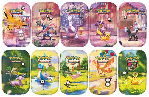 Dix illustrations possibles de mini tins : une seule mini tin aléatoire est incluse dans le pack