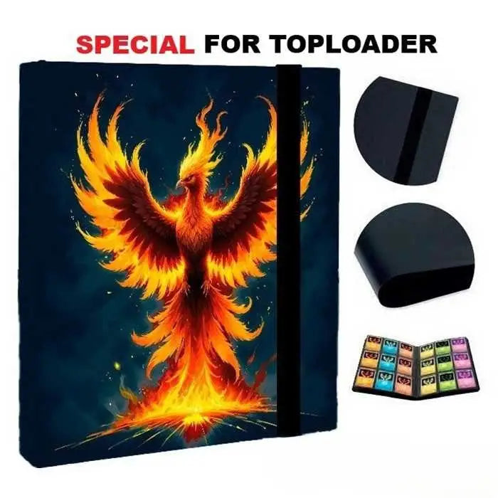 Portfolio Toploader 9 Pochettes – 12 Pages – Design Phoenix – 216 Cartes TCG - Poke-Geek
