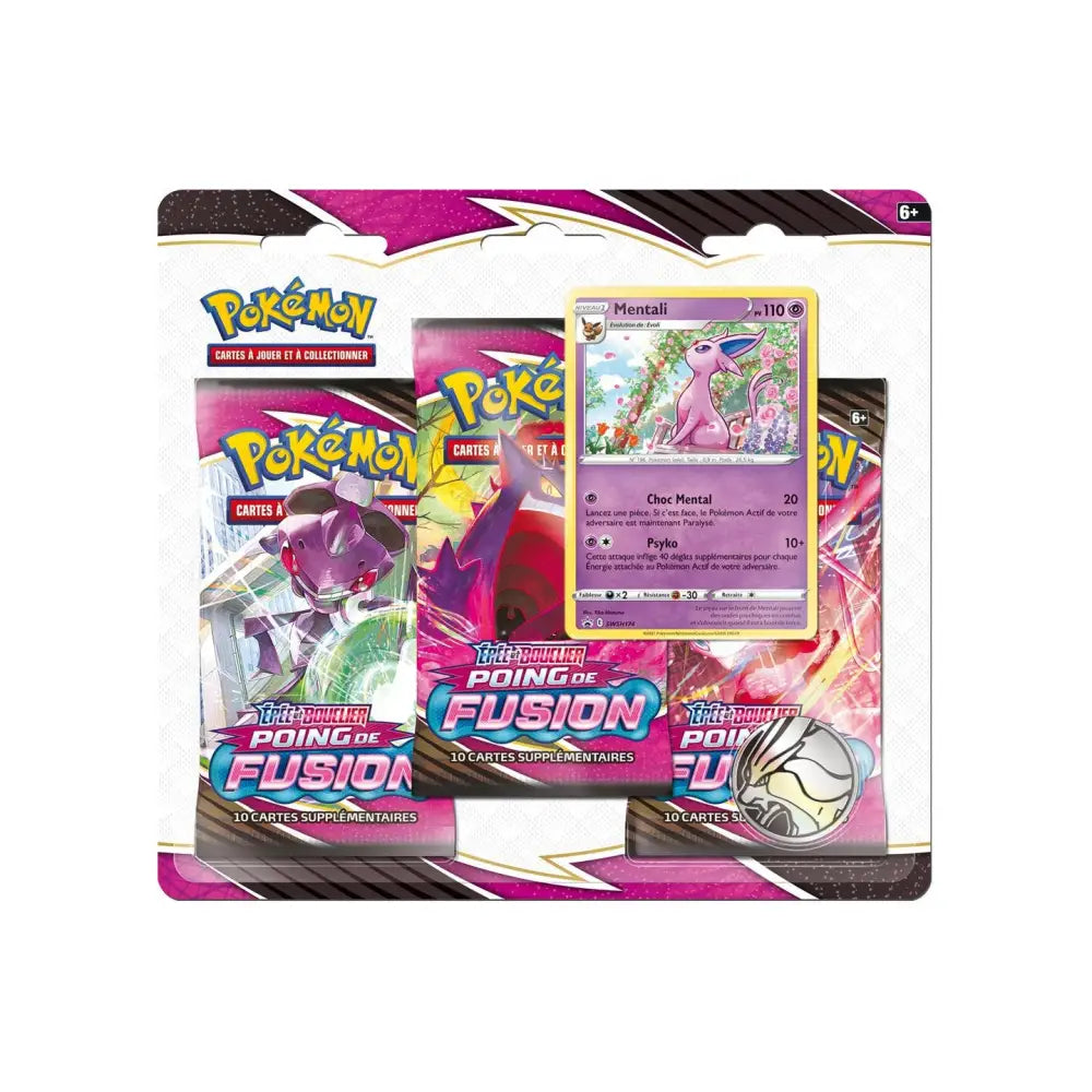 Tripack 3 Boosters - EB08 - Epée et Bouclier 8 - Poing de Fusion - MENTALI - FR - Poke-Geek