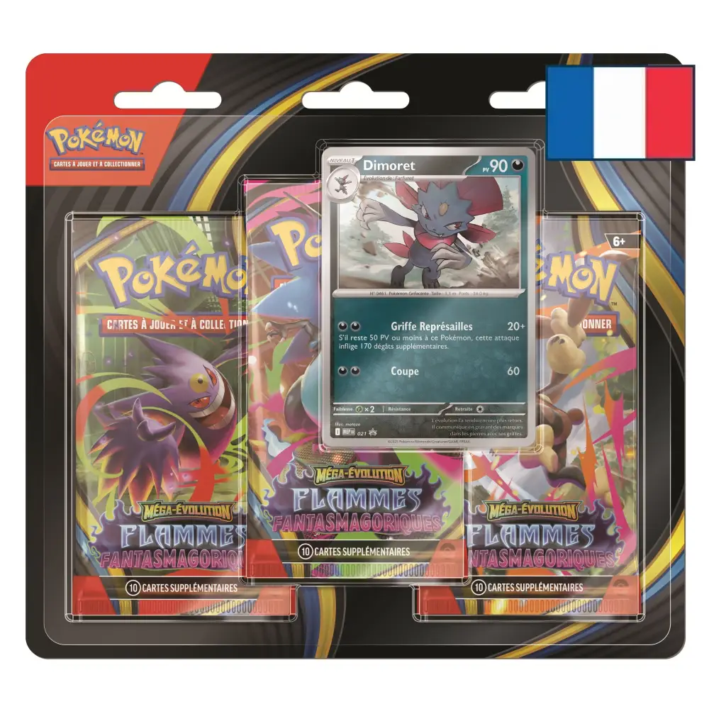 Tripack 3 Boosters ME02 Flammes Fantasmagoriques (Farfuret ou Dimoret) – Version FR Dimoret