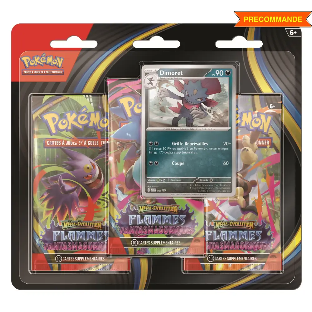 Tripack 3 Boosters ME02 Flammes Fantasmagoriques (Farfuret ou Dimoret) – Version FR Dimoret