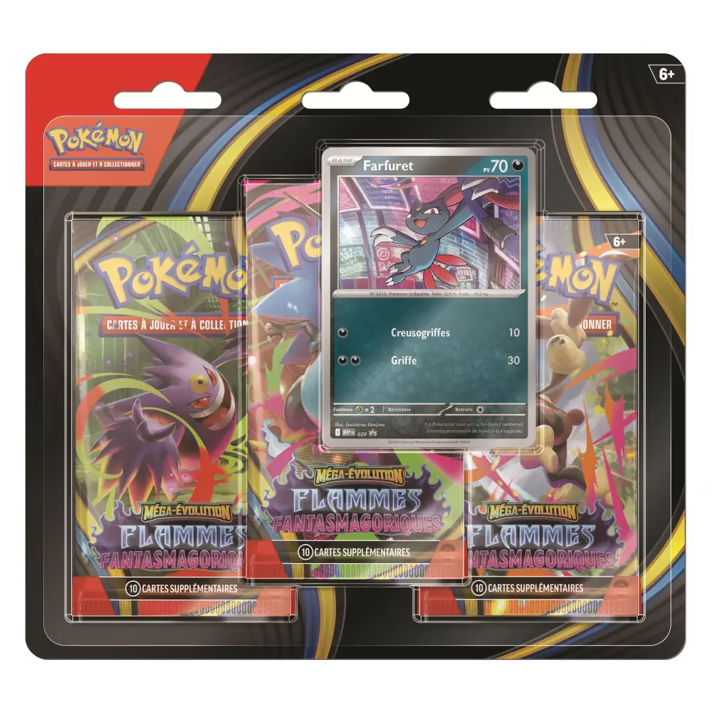 Tripack 3 Boosters ME02 Flammes Fantasmagoriques (Farfuret ou Dimoret) – Version FR - Poke-Geek