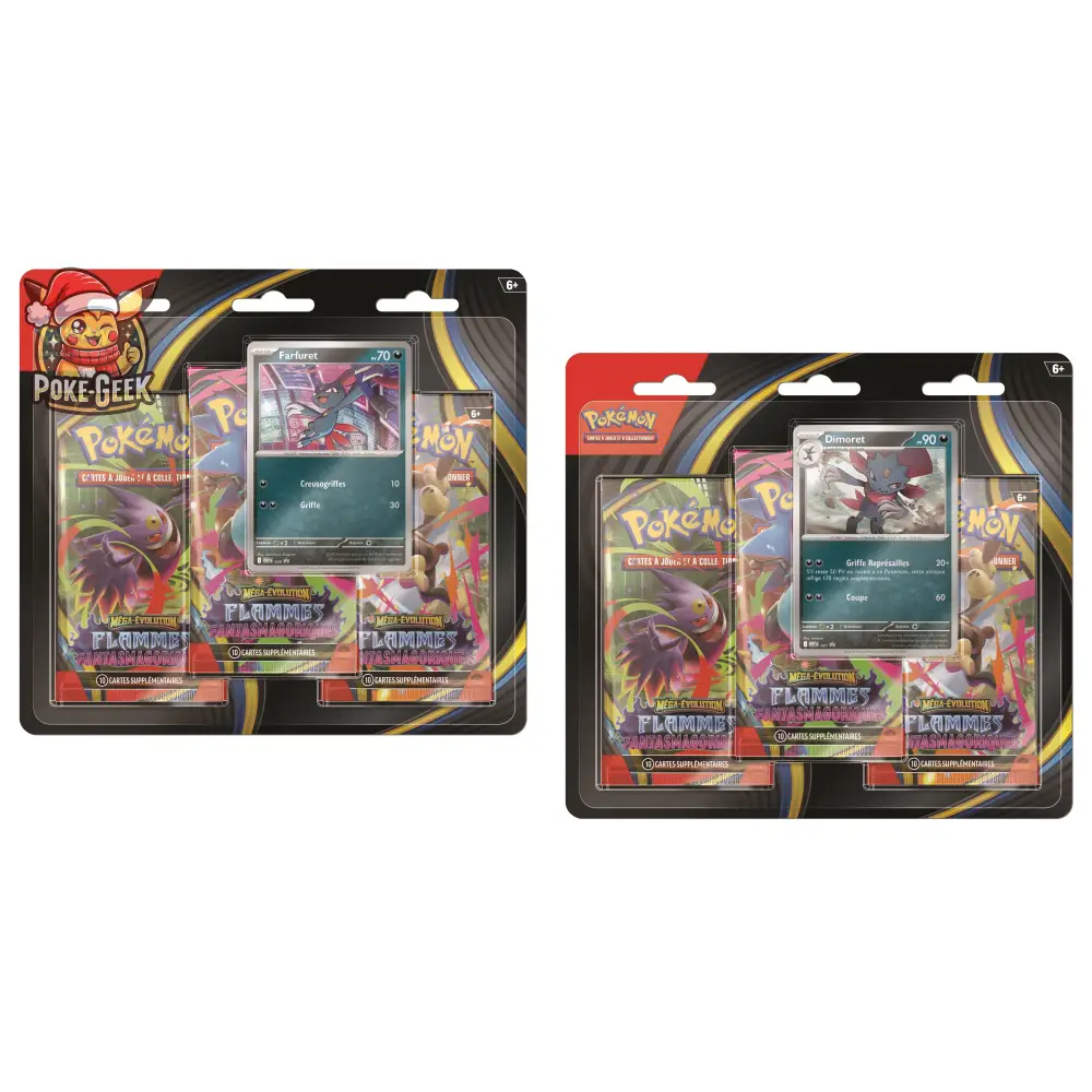 Tripack 3 Boosters ME02 Flammes Fantasmagoriques (Farfuret ou Dimoret) – Version FR - Poke-Geek
