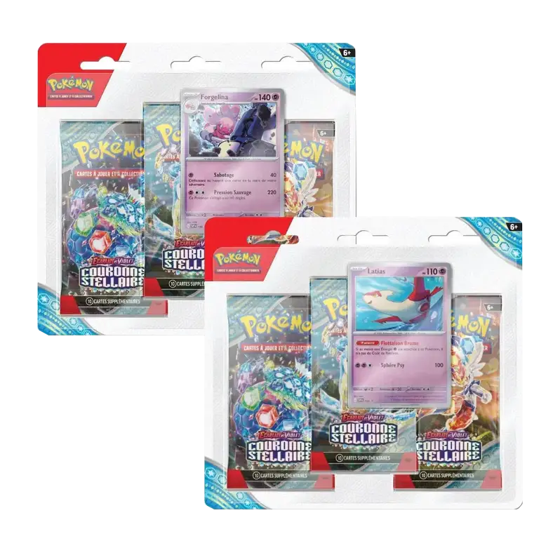 Tripack Pokémon Couronne Stellaire EV 7 Latias et Forgelina (Modèle aléatoire) FR - Poke-Geek