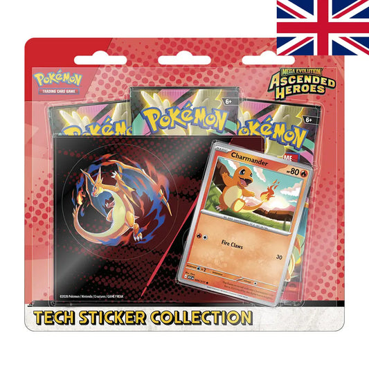Tripack Pokémon – Mega Evolution Ascended Heroes - Tech Sticker Collection Charmander – Scellé – Anglais