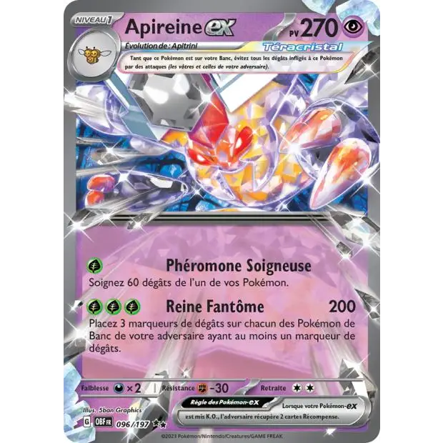 Ultra - Pokemon - Flammes Obsidiennes - Apireine ex 96/197