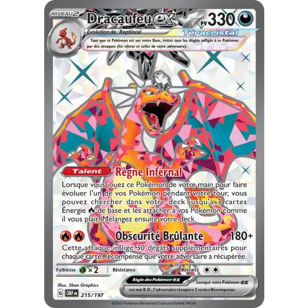 Ultra - Pokemon - Flammes Obsidiennes - Dracaufeu ex 215/197