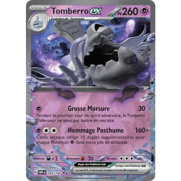 Ultra - Pokemon - Flammes Obsidiennes - Tomberro ex 102/197