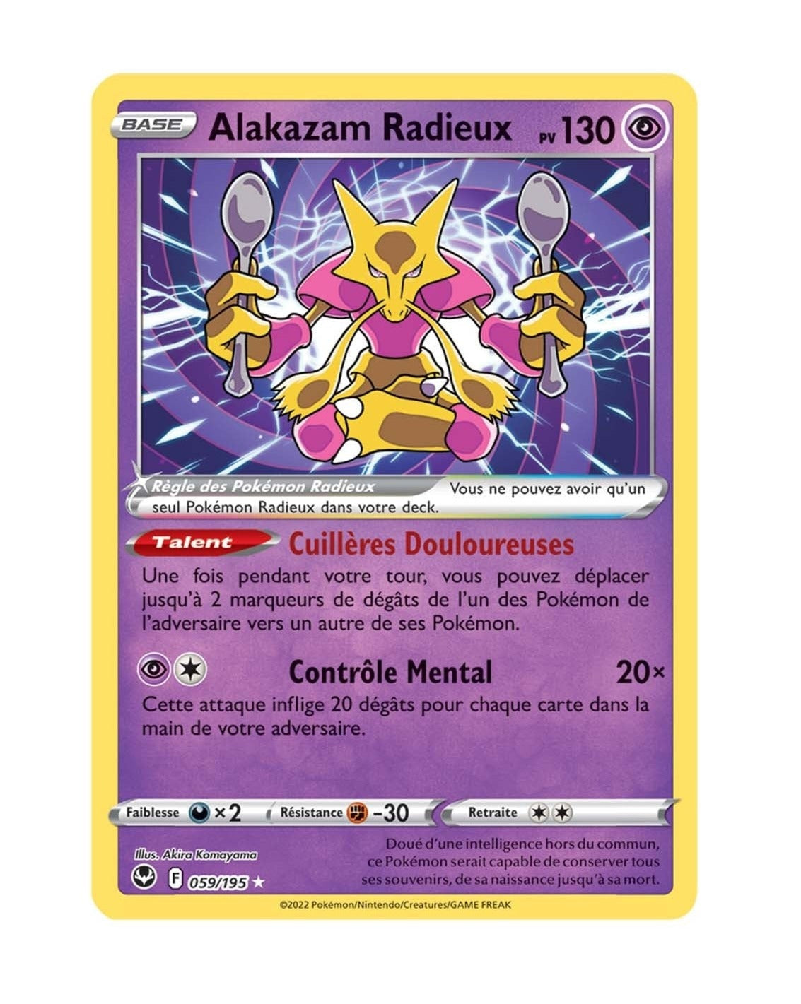 Ultra - Pokemon - Tempête Argentée - Alakazam Radieux 59/195 - Poke-Geek