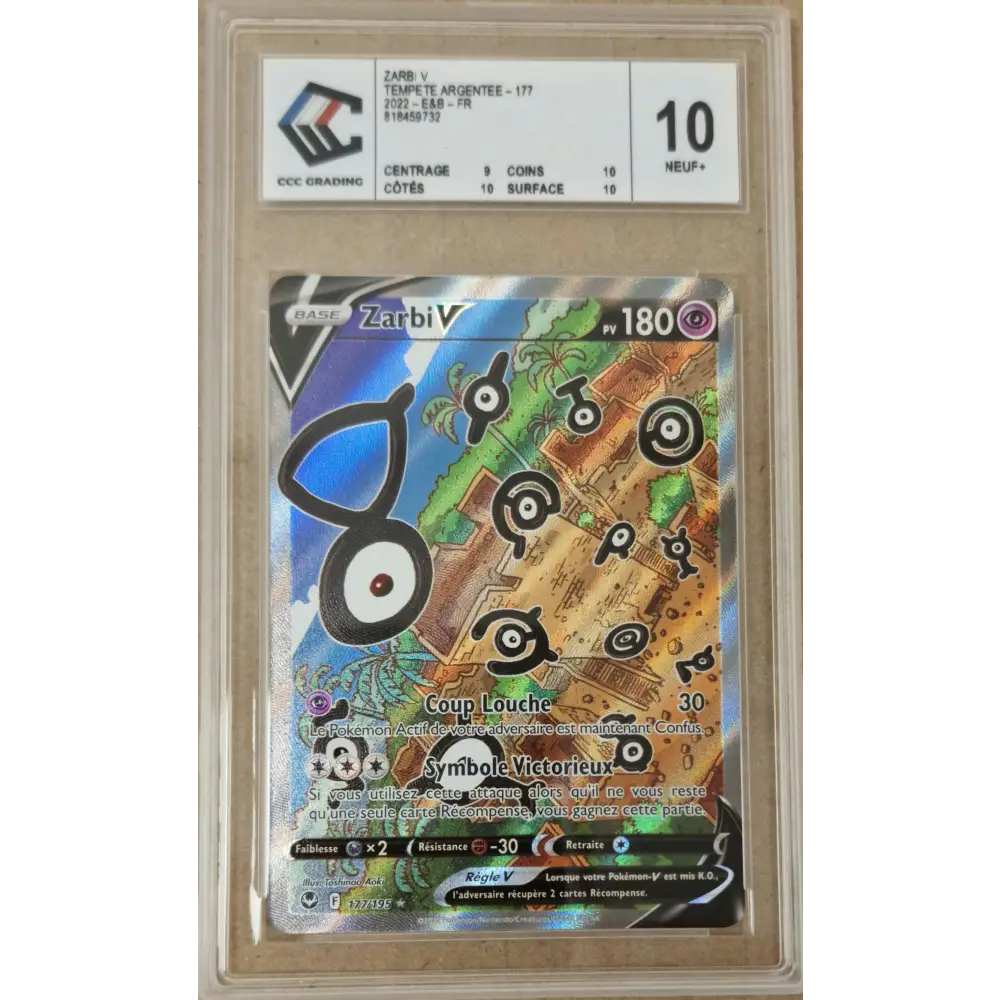 Zarbi V 177/195 – Tempête Argentée SIT 177 – Carte Pokémon Française Gradée CCC 10 - Poke-Geek